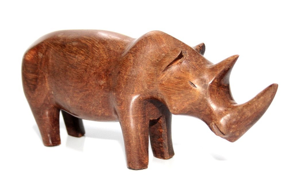 Prachtig Palissander Rosewood Neushoorn Beeld #2, Houtsnijwerk, Minder dan 20 cm, Ophalen of Verzenden, Hout