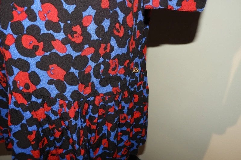 Fabienne Chapot rood blauw zwarte jurk in print mt 40, Kleding | Dames, Jurken, Maat 38/40 (M), Zo goed als nieuw, Meerkleurig