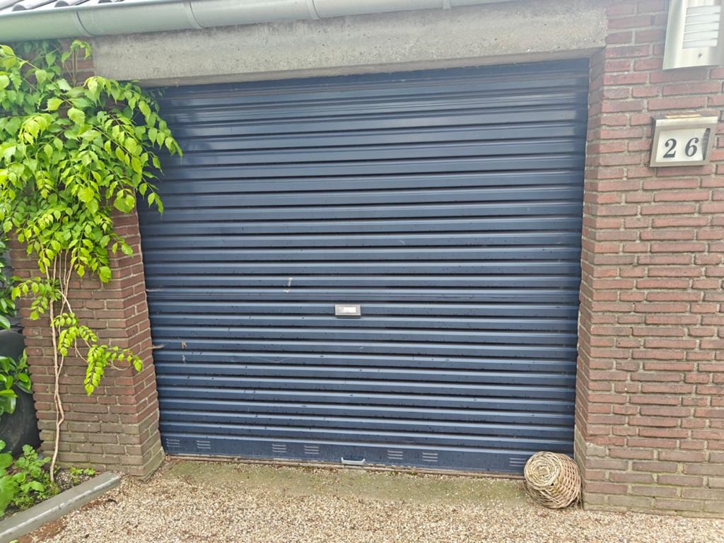 Garagedeur elektrische rolldeur blauw, Doe-het-zelf en Verbouw, Rolluiken, Gebruikt, Overige kleuren, 200 cm of meer, Ophalen of Verzenden