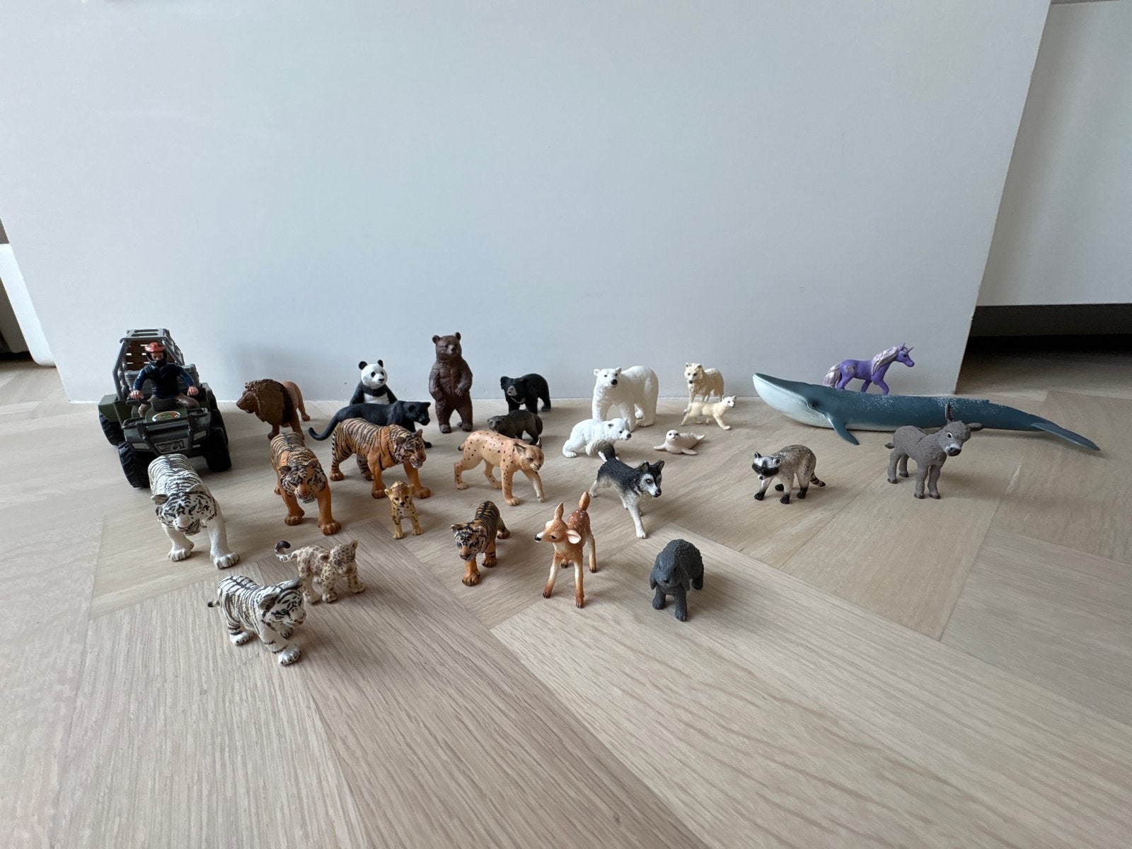 Schleich collectie speelgoed dierenfiguren en voertuig, Ophalen, Gebruikt