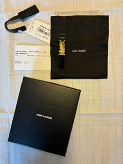 YSL Bracelet in Leather and Metal, Sieraden, Tassen en Uiterlijk, Armbanden, Verzenden, Gebruikt, Zwart, Leer