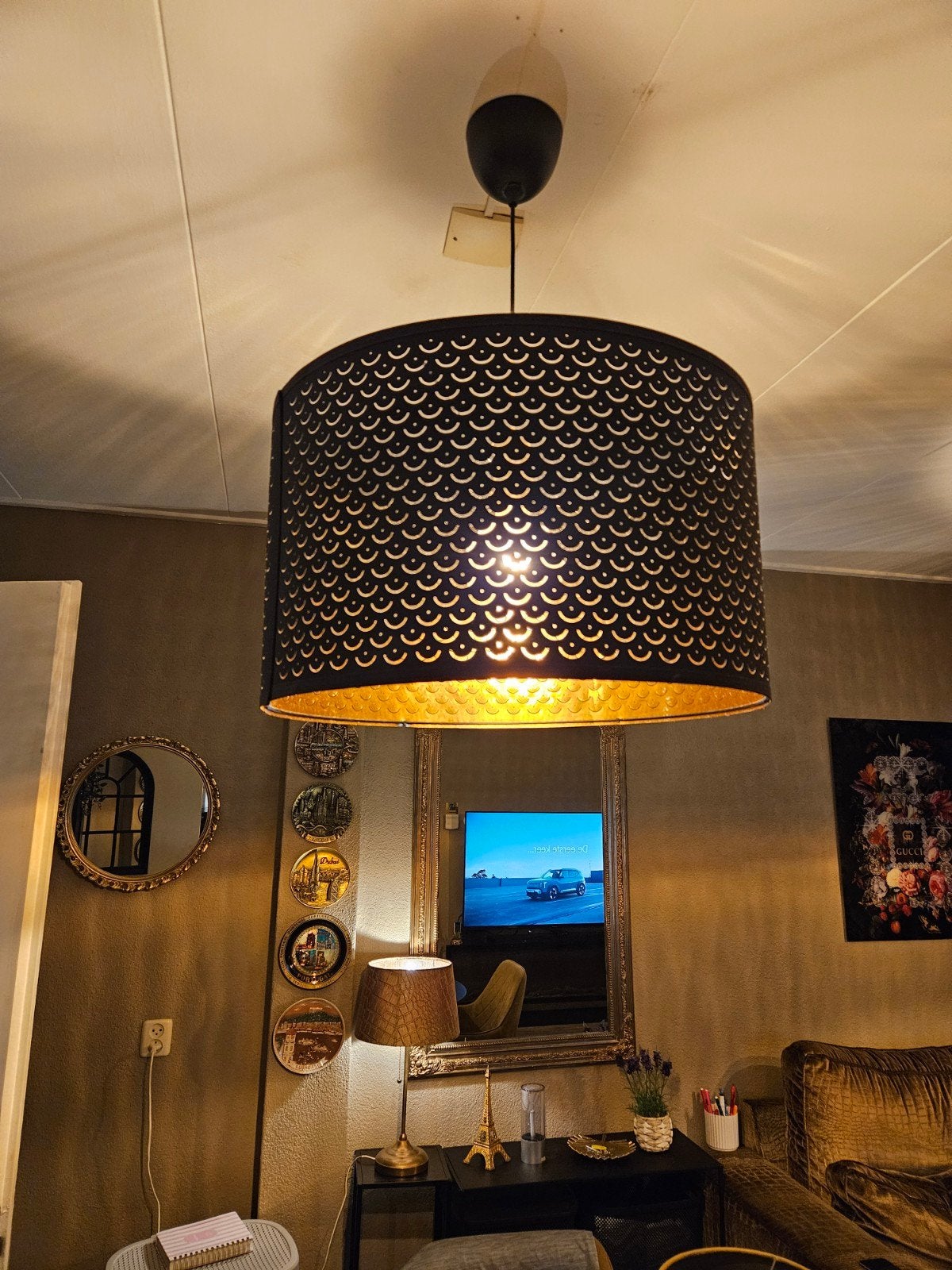 hanglamp ikea  zwart/goud . (groot), Ophalen, Zo goed als nieuw