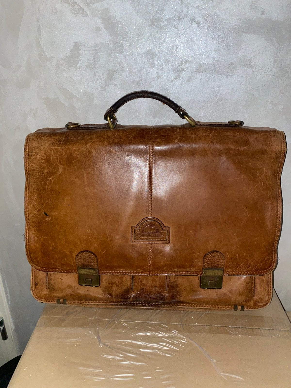 Vintage Hide Craft leren, Gebruikt, Bruin, Aktetas of Boekentas, Leer