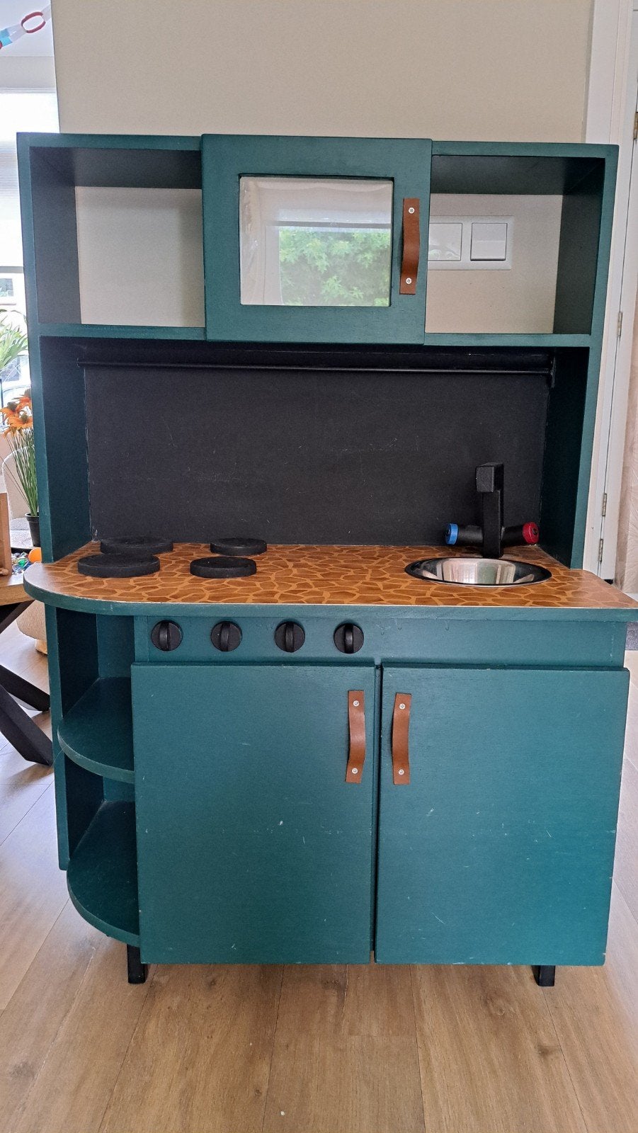 Houten speelkeuken met fornuis, oven en kraan, Ophalen, Gebruikt, Bouwen