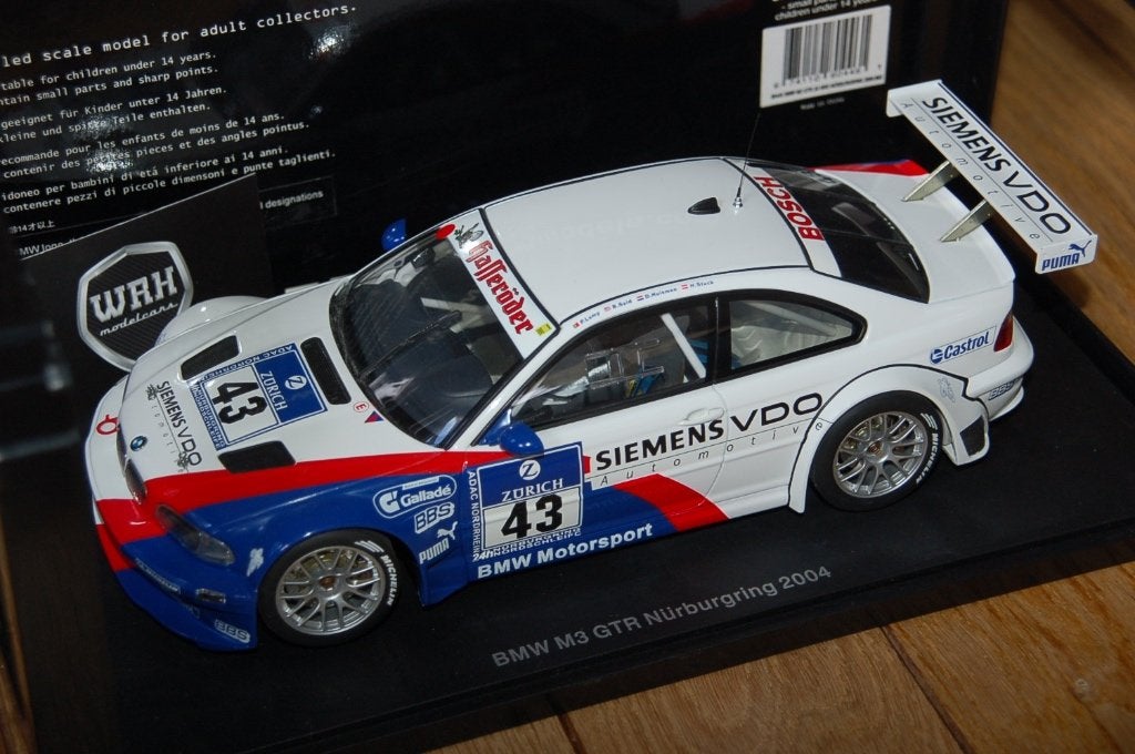 1:18 BMW M3 E46 GTR Nurnbrugring #43 Autoart 80446 WRH, Verzenden, Zo goed als nieuw, Auto, Autoart