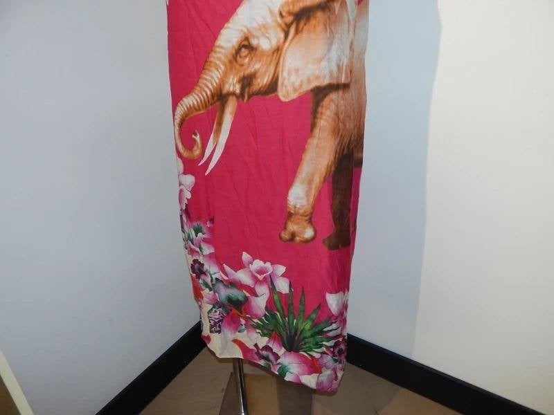 Kenzo lange zomerse jurk zijde olifant bloemen print XL, Verzenden, Kenzo, Maat 46/48 (XL) of groter, Roze