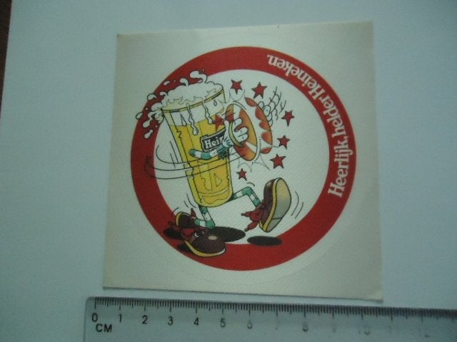 sticker oud Heineken Jan van Haasteren strip pop art bier, Verzenden, Zo goed als nieuw, Bedrijf of Vereniging