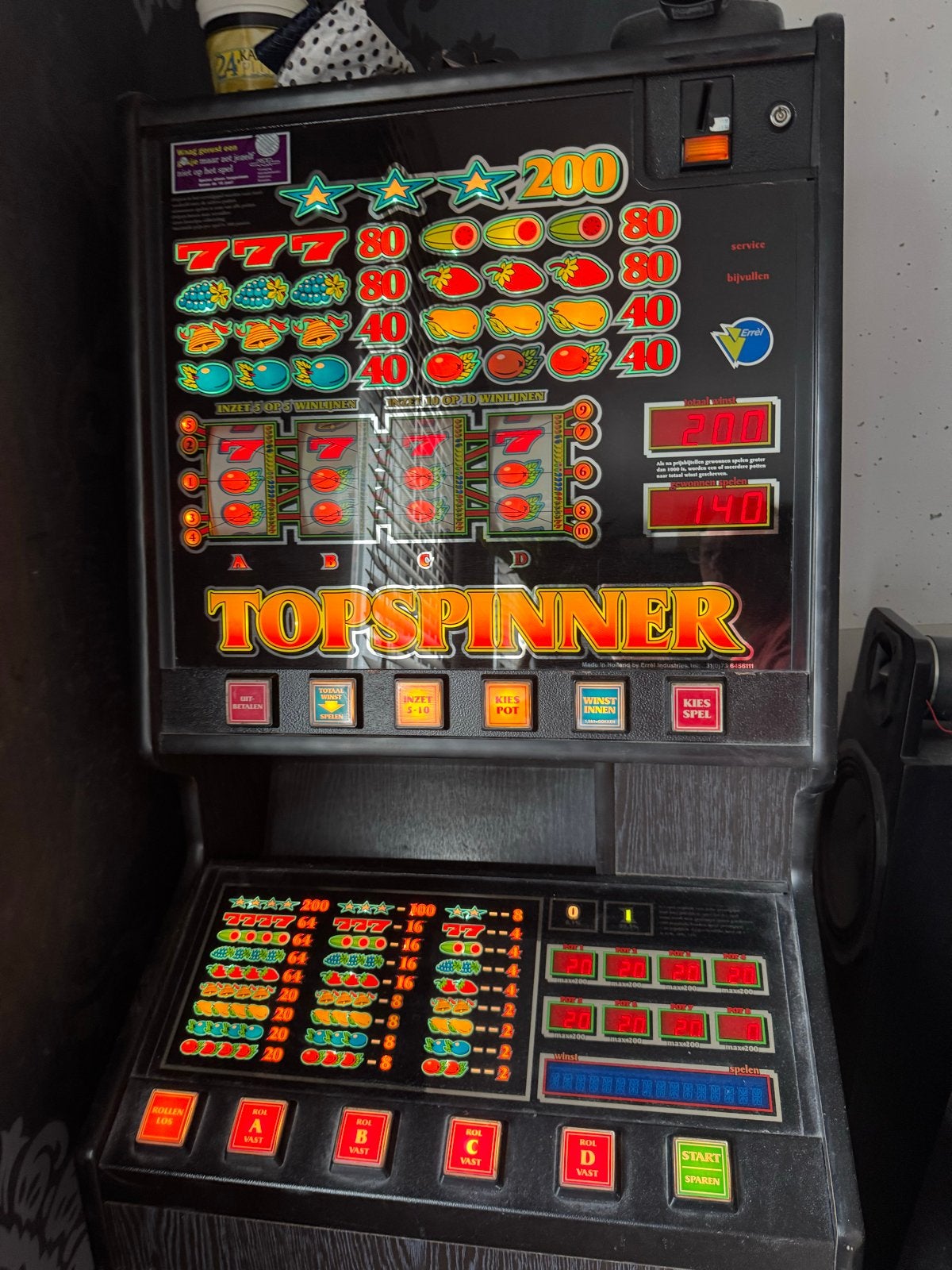 Gokkast Topspinner op Euro's met hal programma, Verzamelen, Euro, Ophalen, Gebruikt, Met sleutels
