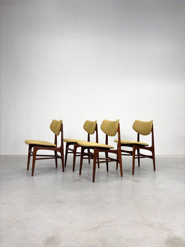'Hamar' Eetkamerstoelen Louis van Teeffelen voor Wébé, Huis en Inrichting, Stoelen, Zo goed als nieuw, Vier, Hout, Stof, Overige kleuren