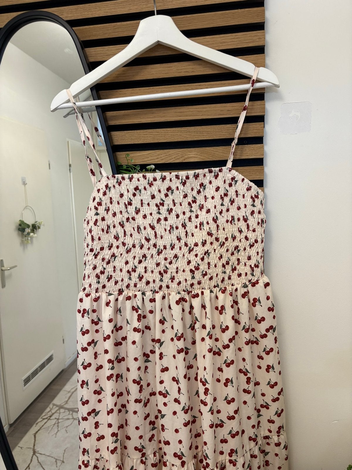Zomerse jurk met kersenprint, Wit, Maat 46/48 (XL) of groter, Ophalen of Verzenden, Zo goed als nieuw