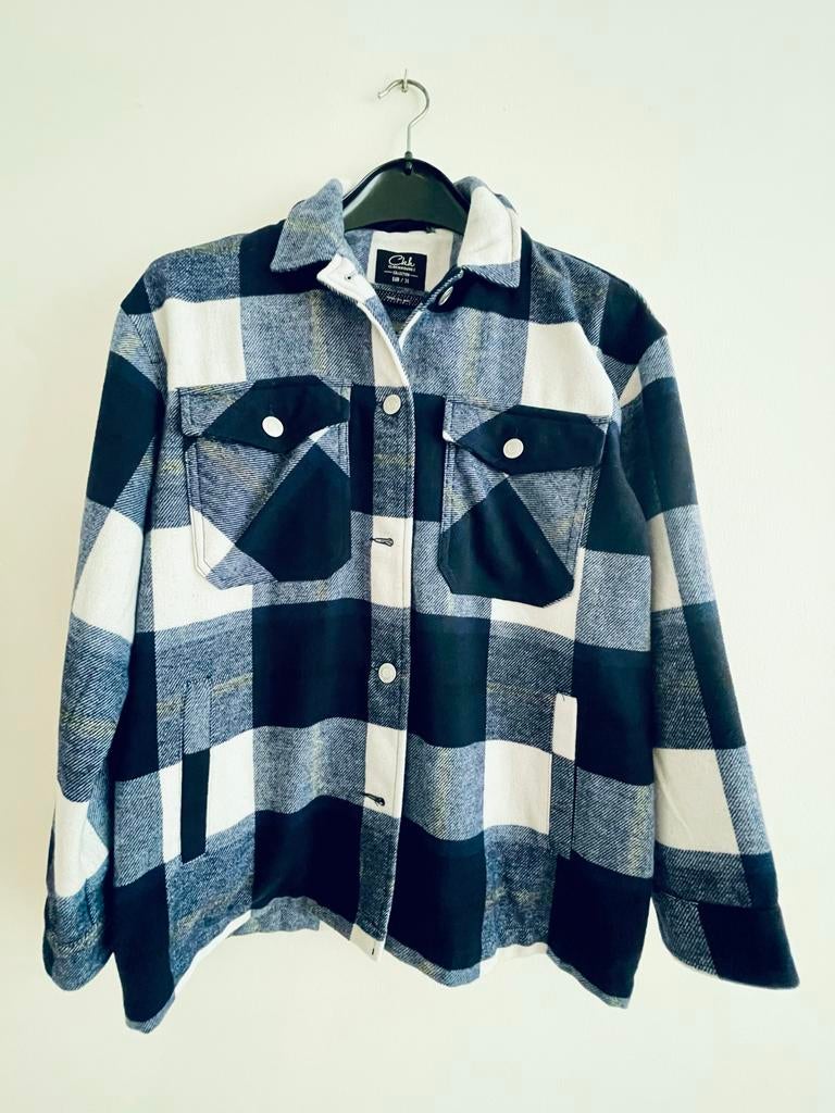 Geruite overshirt/jas van C&A, Kleding | Dames, Jassen | Zomer, Zo goed als nieuw, Maat 34 (XS) of kleiner, Blauw, Ophalen of Verzenden
