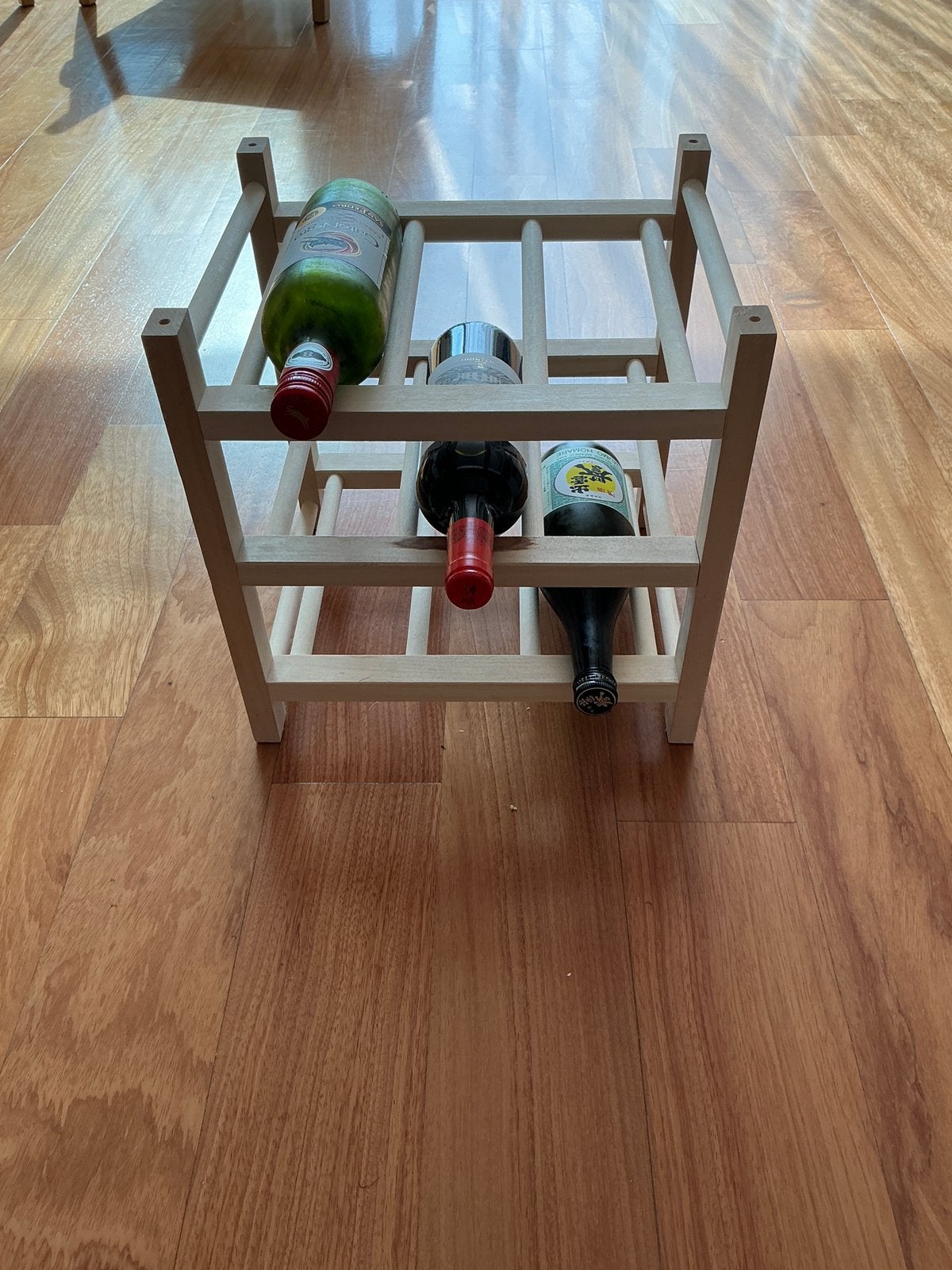 Houten wijnrek voor 9 flessen – IKEA, Ophalen, 5 tot 15 flessen, Zo goed als nieuw, Minder dan 50 cm