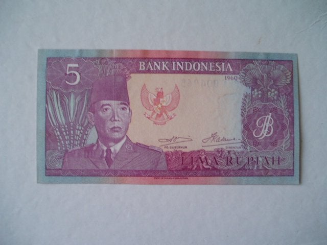1390. Indonesia, 5 rupiah 1960 UNC Dr. Ir. Achmed Soekarno., Postzegels en Munten, Verzenden, Zuidoost-Azië, Los biljet