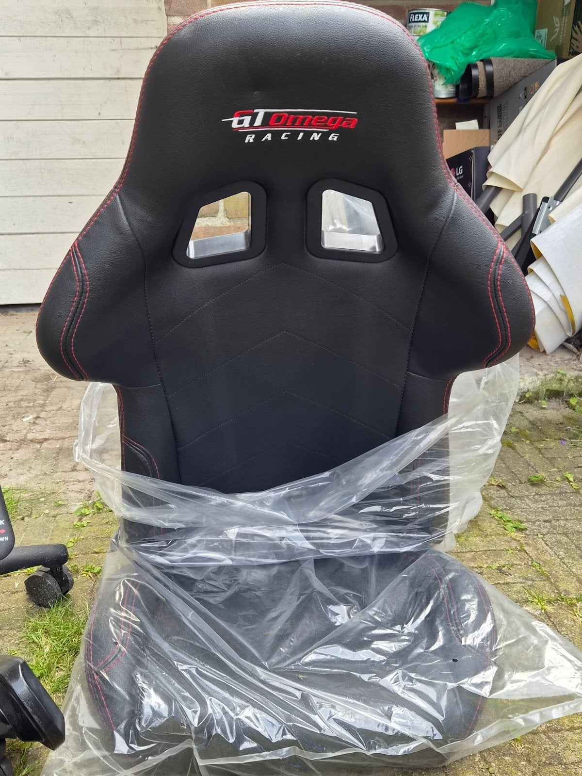 GT Omega Racing Bureaustoel - Zwart/Rood, Ophalen, Rood