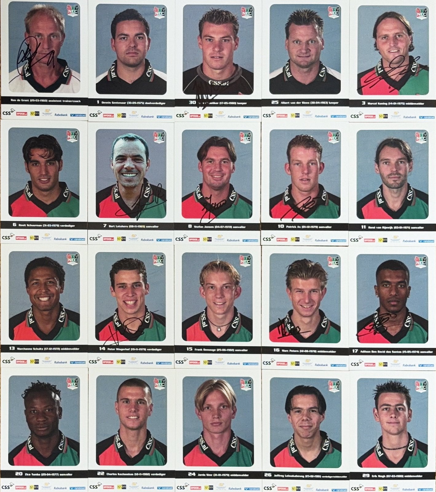 20 Spelerskaarten NEC Nijmegen - seizoen 2001/2002, Verzenden, Zo goed als nieuw, Feyenoord, Spelerskaart