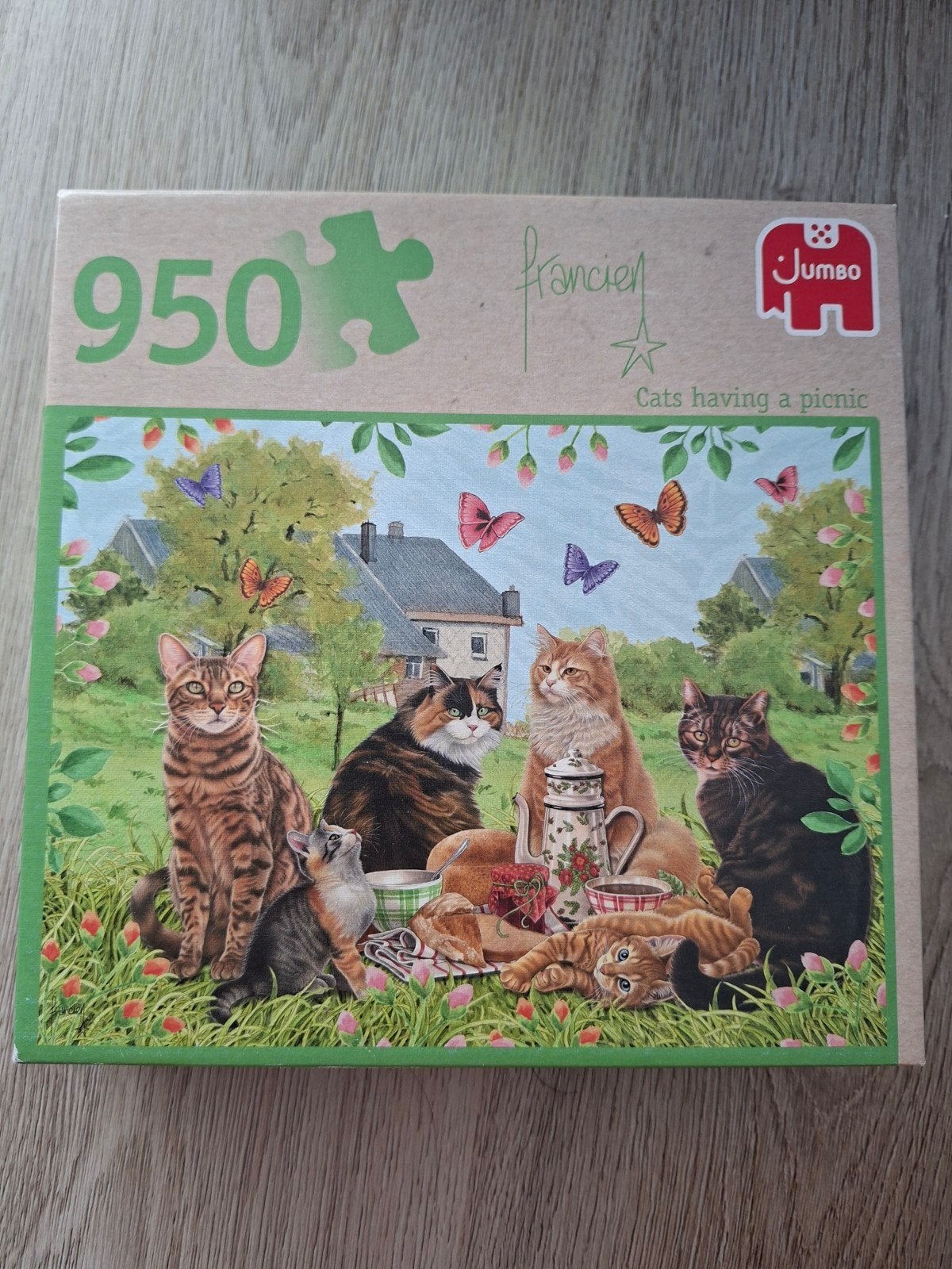 Jumbo Legpuzzel 950 stukjes -  franciens katten, Ophalen of Verzenden, 500 t/m 1500 stukjes, Zo goed als nieuw, Legpuzzel