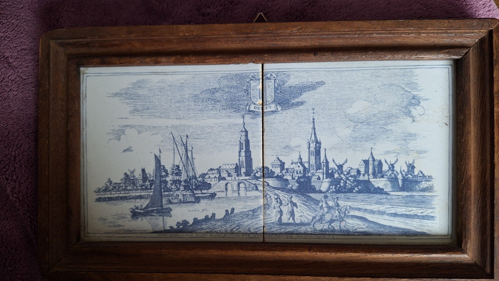 Delfts blauw tegeltableau  Delft.     'De Boo 100 jaar' 1876, Antiek en Kunst, Ophalen of Verzenden