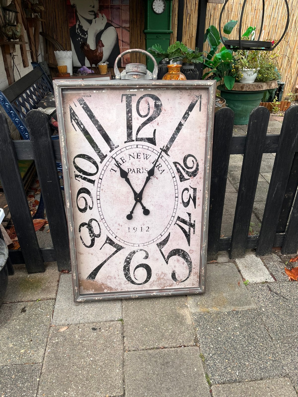 Vintage/industrieel grote klok, Ophalen, Zo goed als nieuw, Wandklok