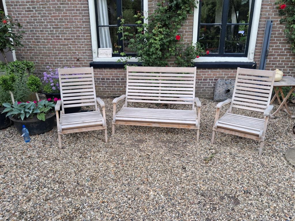 Te koop loungeset Dicaprio inklapbaar, Ophalen, Zo goed als nieuw, Hout, Inklapbaar