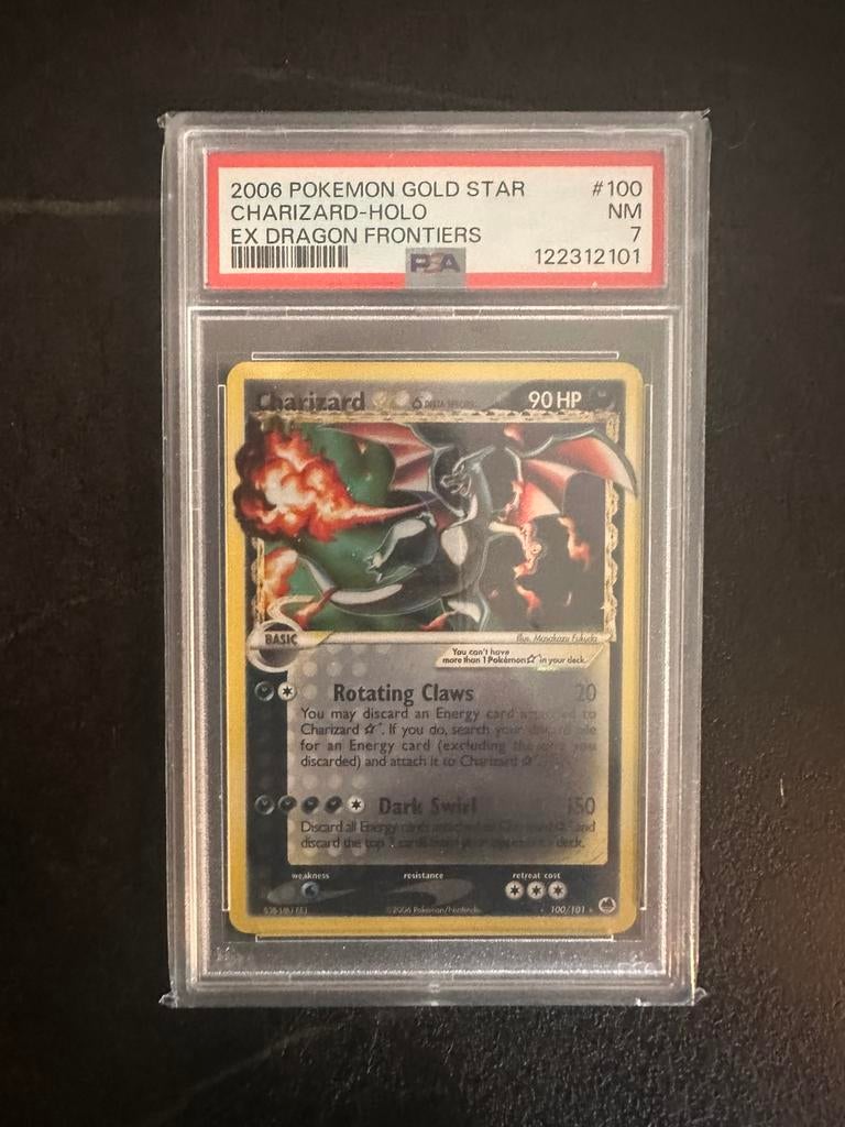 Gold star Charizard PSA 7, Hobby en Vrije tijd, Verzamelkaartspellen | Pokémon, Ophalen, Zo goed als nieuw