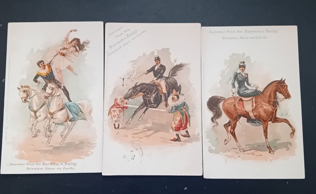 3 ansichtkaarten Barnum Bailey Circus  ca 1900, Verzenden, Voor 1920, Ongelopen, Overige thema's