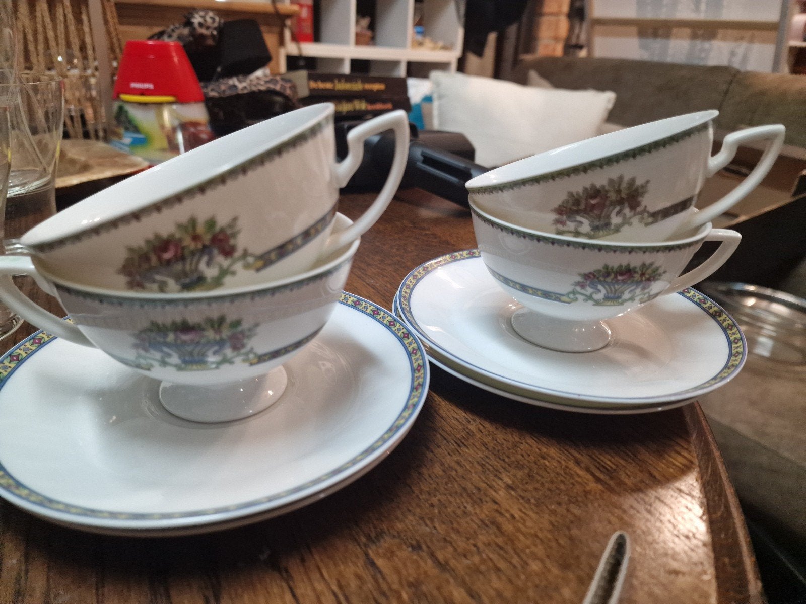 4x Königlich pr. Tettau kop en schotel, Antiek en Kunst, Antiek | Servies los, Ophalen