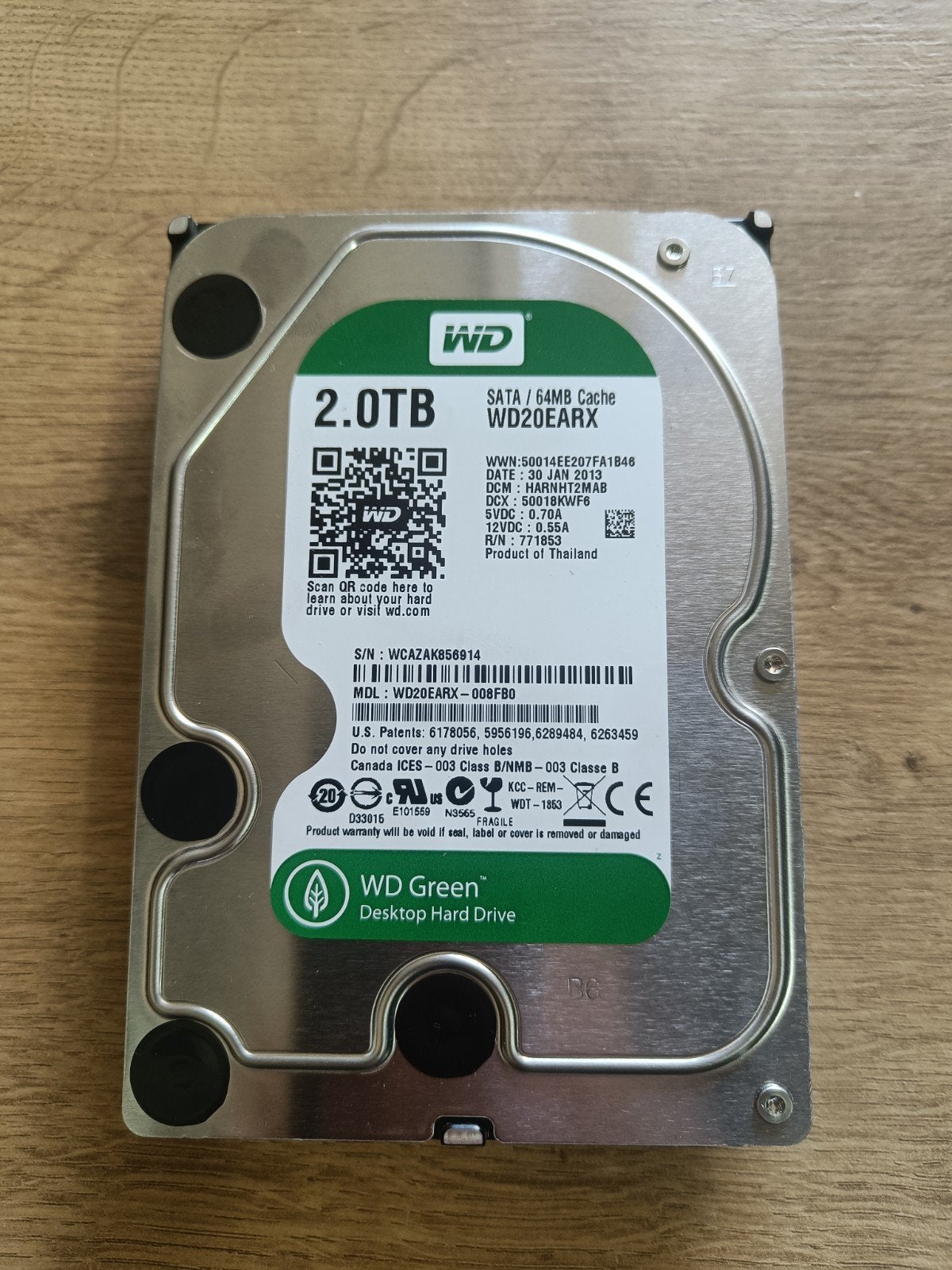 WD Green 2TB HDD SATA - betrouwbare opslag, Computers en Software, Harde schijven, Ophalen, Intern, 2TB, Gebruikt
