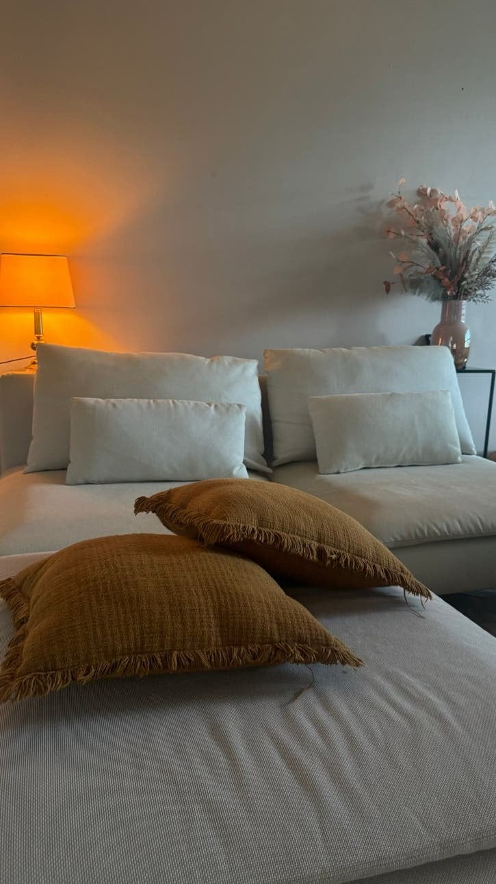 IKEA SÖDERHAMN bank beige + voetenbank, Huis en Inrichting, Ophalen, 75 tot 100 cm, Tweepersoons