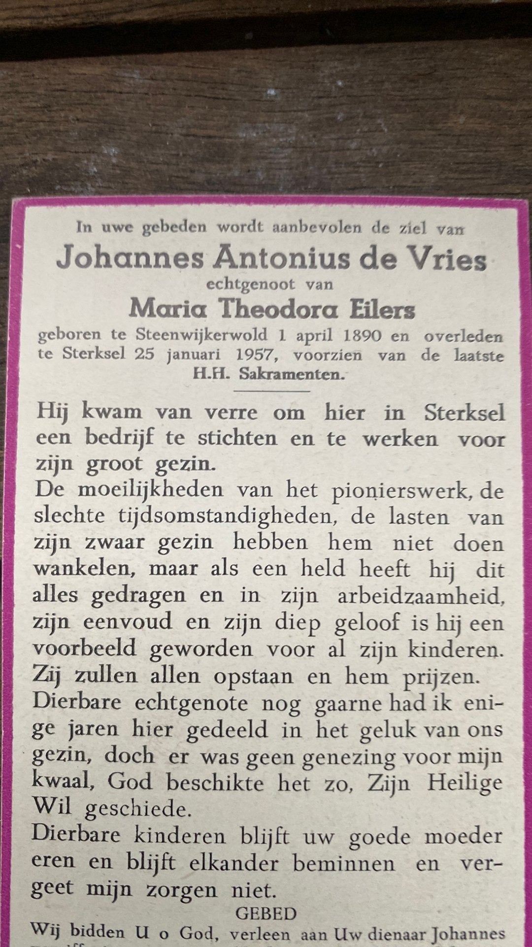 JA de Vries x Eilers 1890 Steenwijkerwold 1957 Sterksel, Ophalen of Verzenden