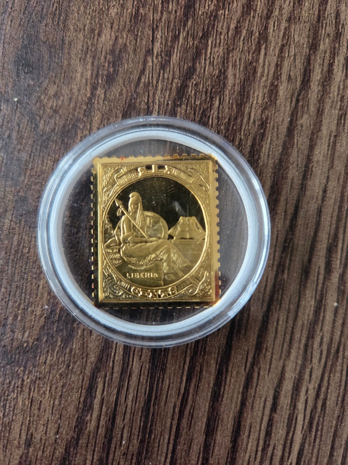 Liberia  .925 zilver 24 karaat goud verguld 6 cents 1860, Ophalen of Verzenden, Goud