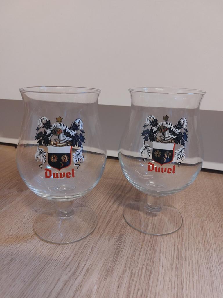 2x duvel glas met wapenschild, Verzamelen, Biermerken, Ophalen of Verzenden, Glas of Glazen, Duvel