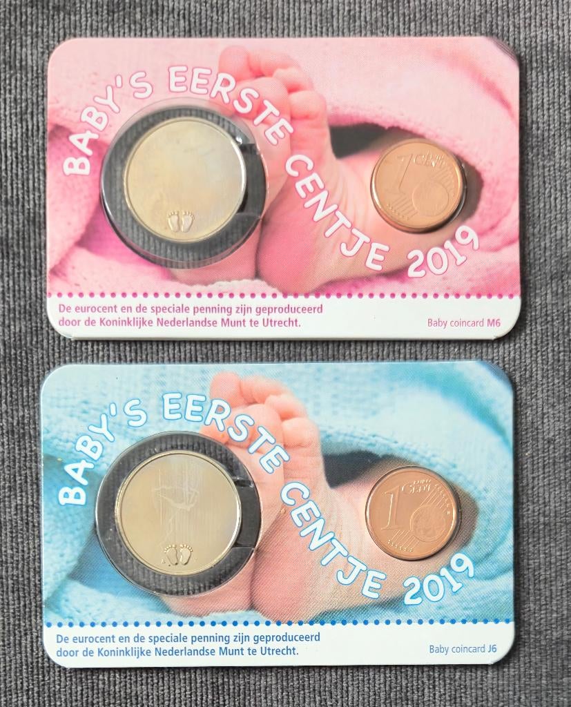 2 x baby's eerste centje 2019 jongen en meisje coincard, Verzenden, Koningin Beatrix, Euro's, Setje