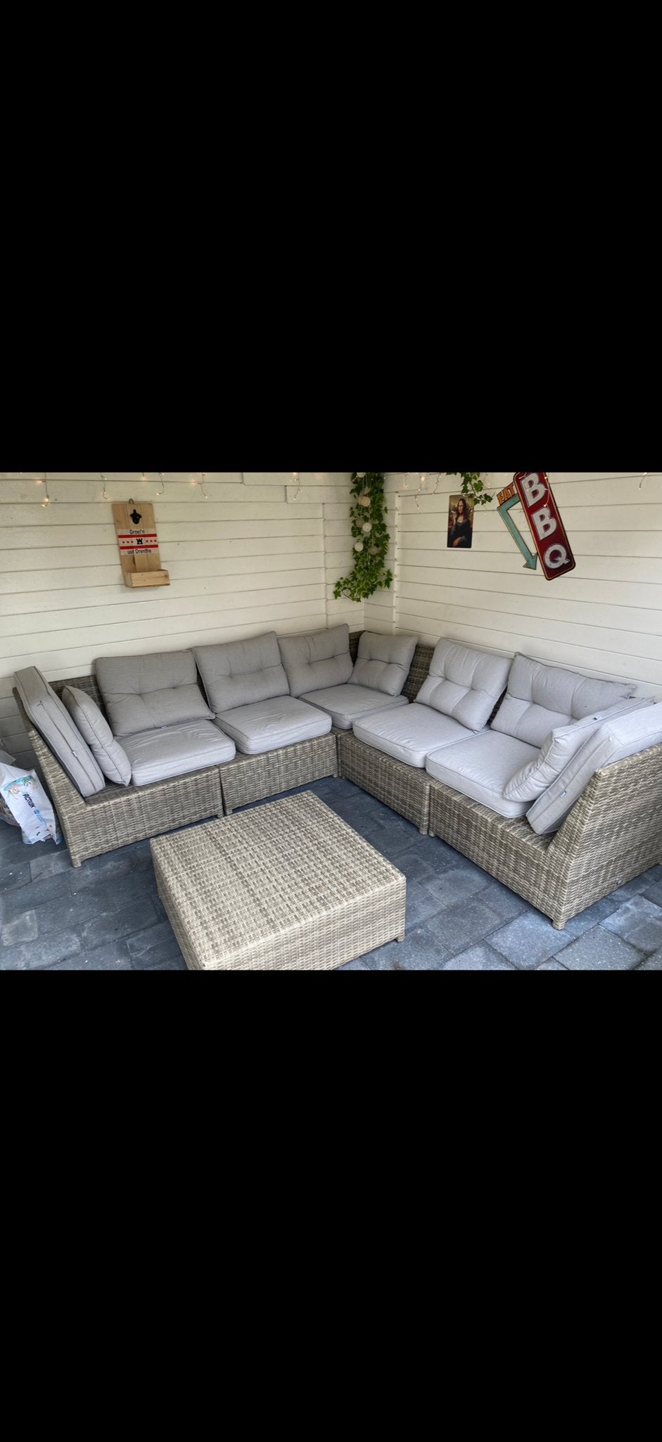 Wicker Loungeset met Kussens, Ophalen, Meer dan 8 zitplaatsen, Zo goed als nieuw, Loungeset