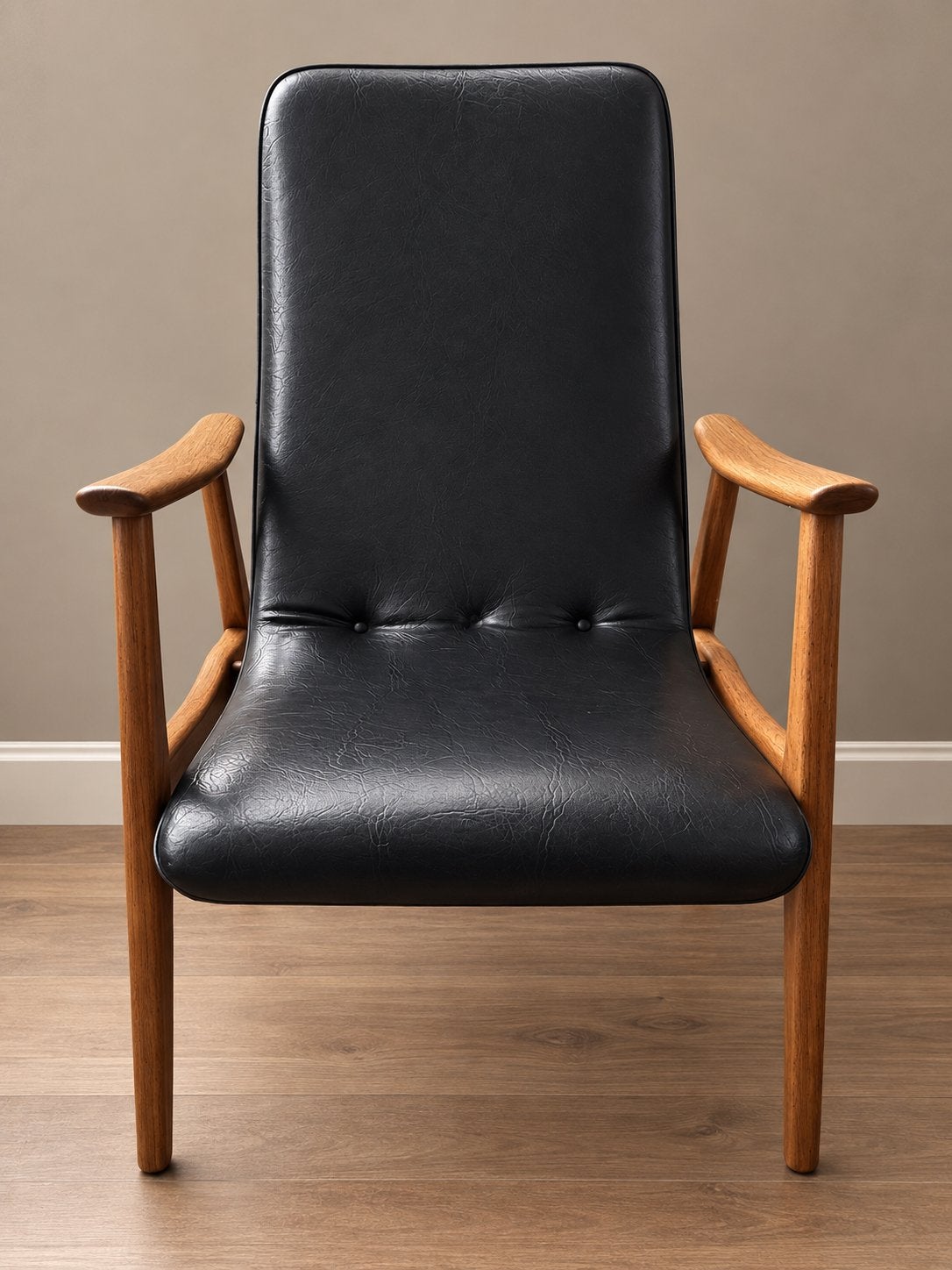 Foto 9 van Set van 2 Louis van Teeffelen WéBé fauteuils – teak & skai