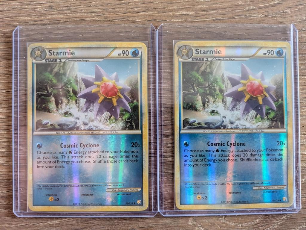 Starmie uit Heartgold&Soulsilver 53/123 Reversed Foil, Ophalen of Verzenden, Zo goed als nieuw, Losse kaart, Foil