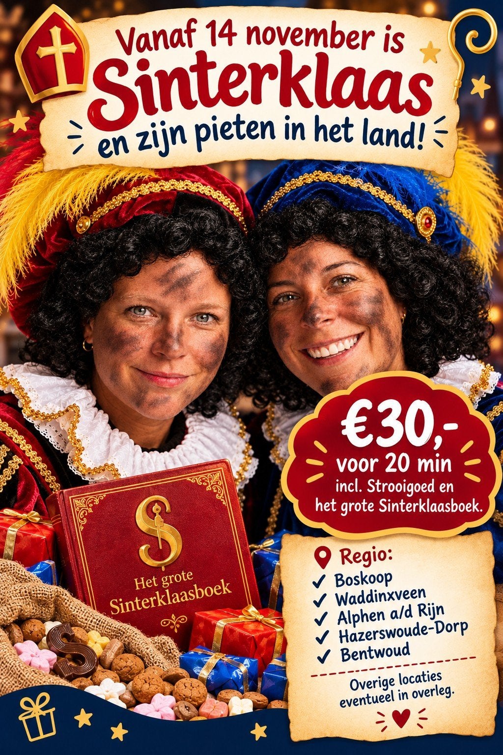 2 roet(zwart)veeg pieten op bezoek, Diversen, Ophalen, Nieuw