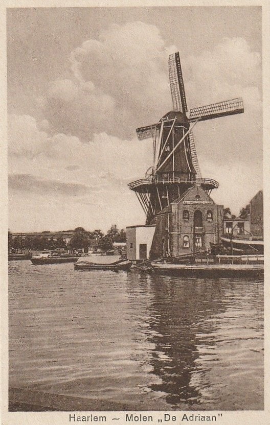 Haarlem spaarne molen de adriaan, Ophalen of Verzenden, 1920 tot 1940, Ongelopen, Noord-Holland