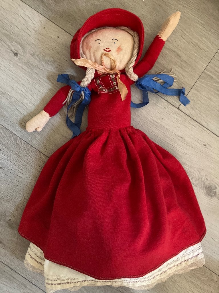 Vintage turndoll pop, Roodkapje 1970, Ophalen