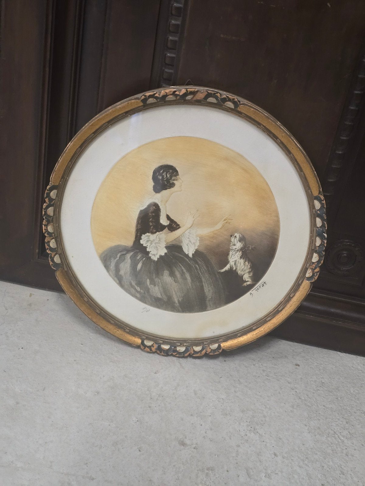 art deco gravure (ets), Portret, Ophalen of Verzenden, Gravure, Handgekleurd
