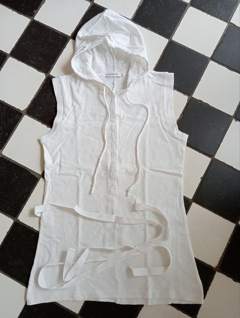 Sandwich top tuniek met capuchon wit maat M, Maat 38/40 (M), Wit, Ophalen of Verzenden, Zo goed als nieuw