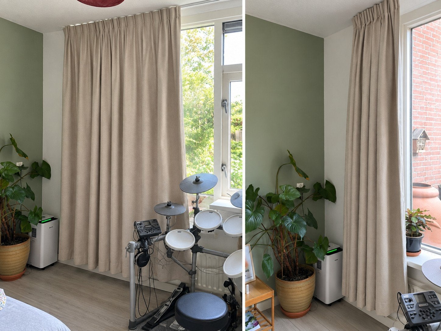 2x luxe katoenen fluwelen verduisterenden gordijnen, Ophalen of Verzenden, Beige, Gordijn, Verduisterend