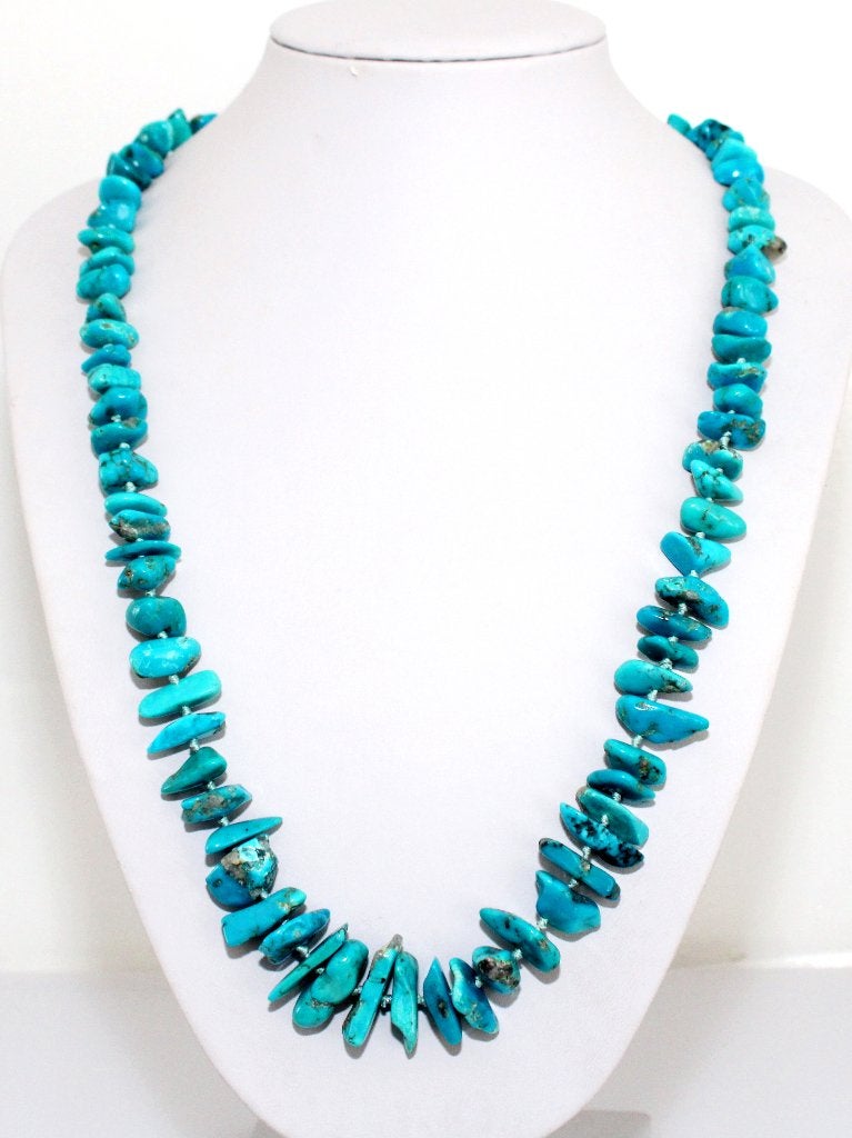 Schitterende 65 CM Antieke Navajo Turquoise Ketting, Ophalen of Verzenden, Zilver, Ketting, Met edelsteen