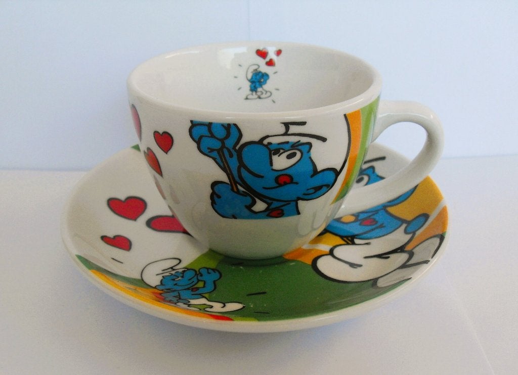 Smurfen Kop en Schotel Servies Potige Smurf, Verzamelen, Ophalen of Verzenden, Zo goed als nieuw, Potige Smurf, Gebruiksvoorwerp