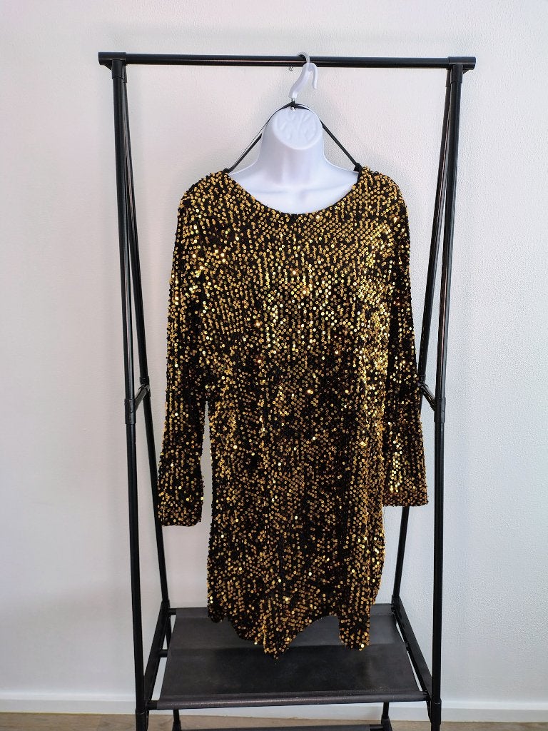 W16= NIEUW Gouden mini jurk Colourful Rebel mt L tot XL, Verzenden, Maat 42/44 (L), Colourful Rebel, Nieuw