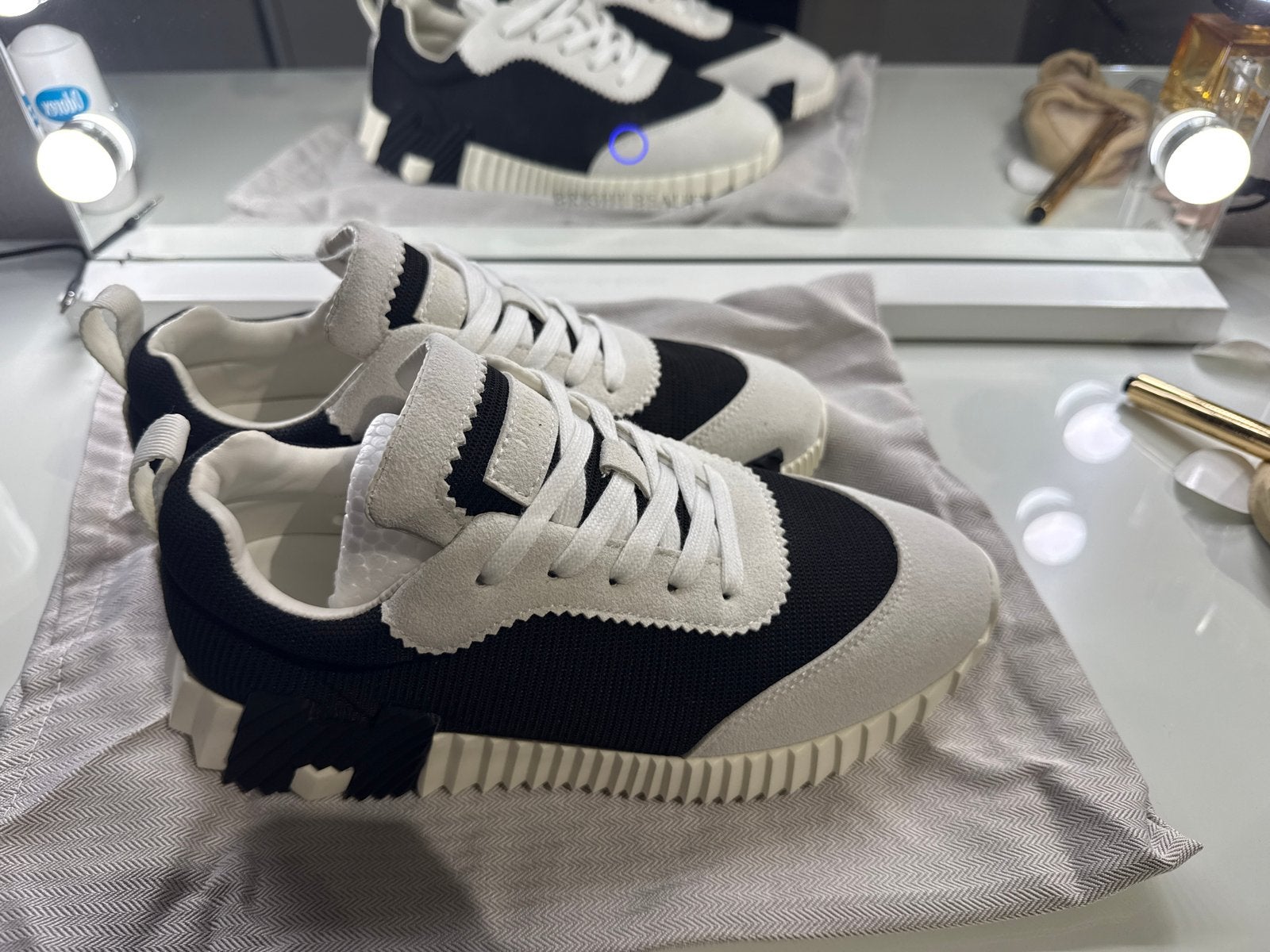 Hermes Nieuwe zwart-witte sneakers, Ophalen, Nieuw, Zwart, Sneakers of Gympen