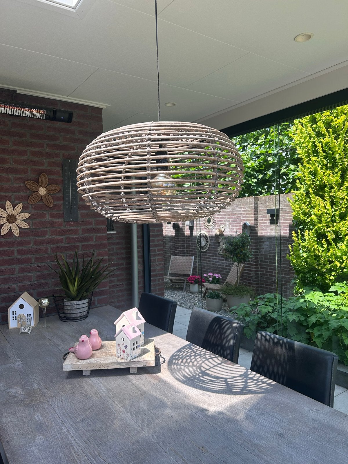 Rotan hanglamp 55/60 cm voor boven tuintafel, Tuin en Terras, Ophalen, Overige materialen, Gebruikt, Minder dan 50 watt