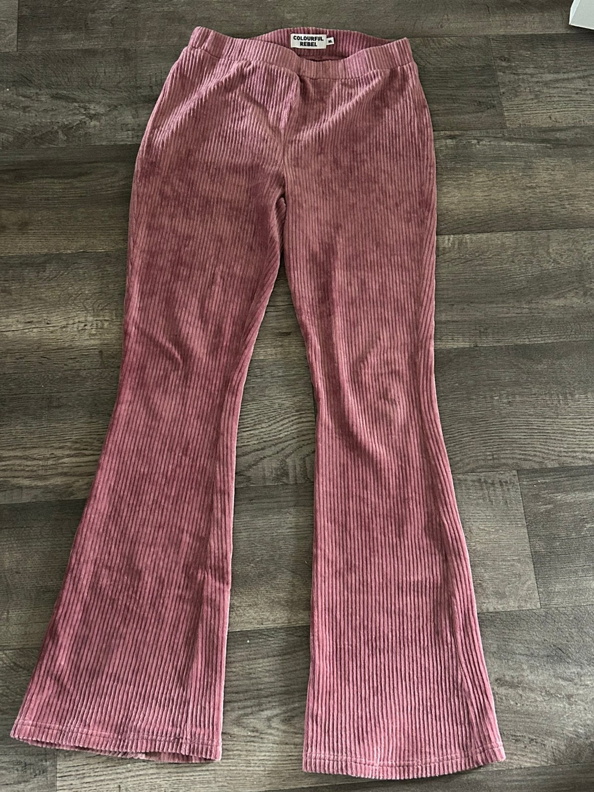 Colourful Rebel flared pants rib roze, maat XL, Kleding | Dames, Broeken en Pantalons, Zwart, Maat 46/48 (XL) of groter, Ophalen of Verzenden