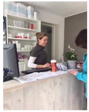 Greywash steigerhouten balie voor winkel of salon, Ophalen of Verzenden, Gebruikt