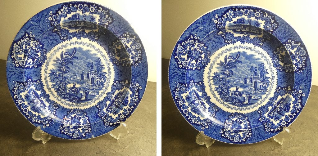 PR-Oriental - 2x blauw bord [2042], Ophalen of Verzenden