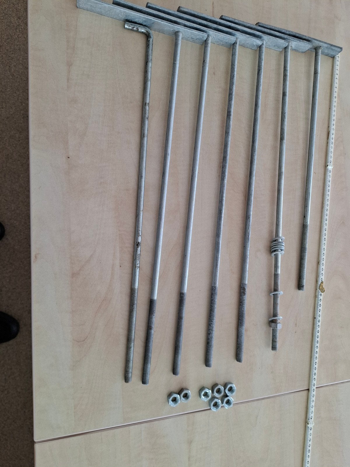 Set van 8 lange ankerbouten met moeren, Doe-het-zelf en Verbouw, IJzerwaren en Bevestigingsmiddelen, Ophalen, Gebruikt, 250 mm of meer